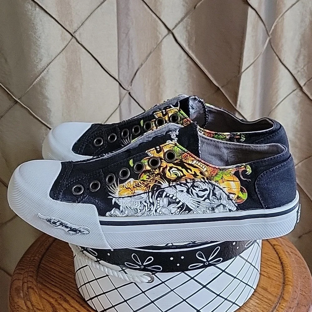 EUC- Ed Hardy ‘Tiger’ Slip-on Canvas Sneaker